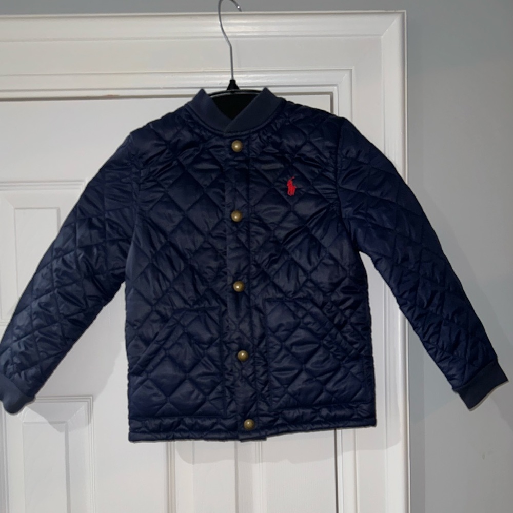 RALPH LAUREN POLO, DOWN, BLUE, KID’S DESIGNER QUILTED WINTER JACKET      Size: 6